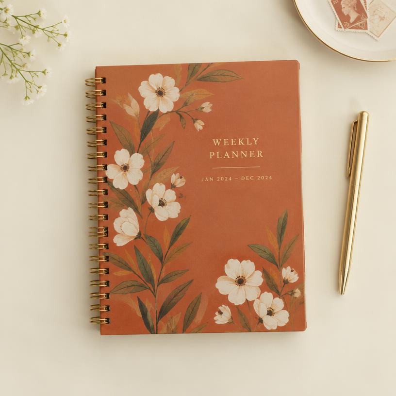 Planner Semanal Floral Terracota